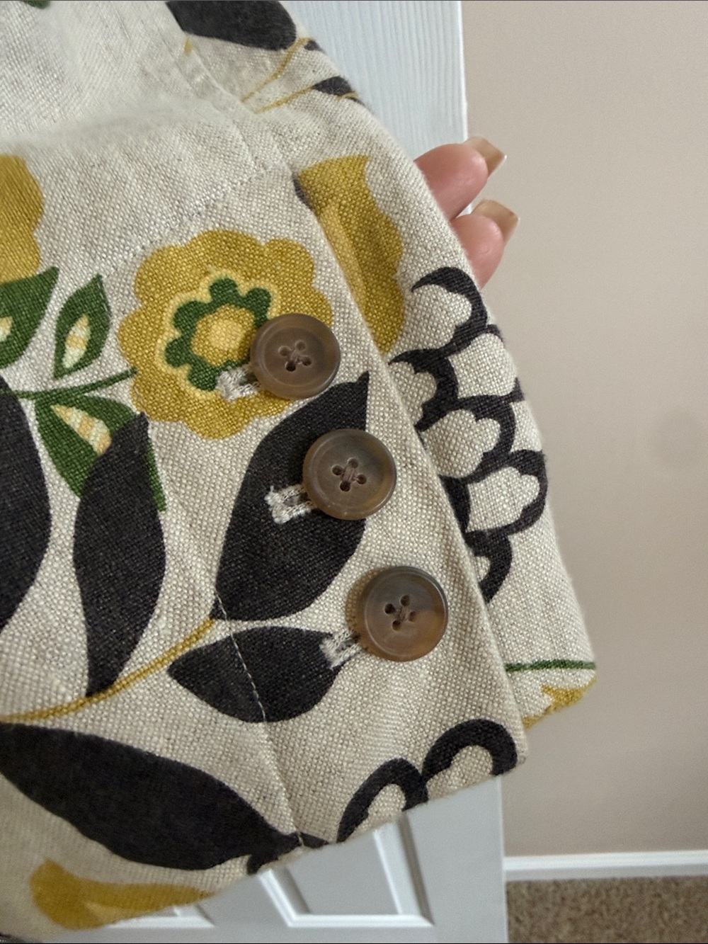 🌸Banana Republic: Floral Linen-Blend Blazer in Yellow, Brown & Green - Picture 5 of 7